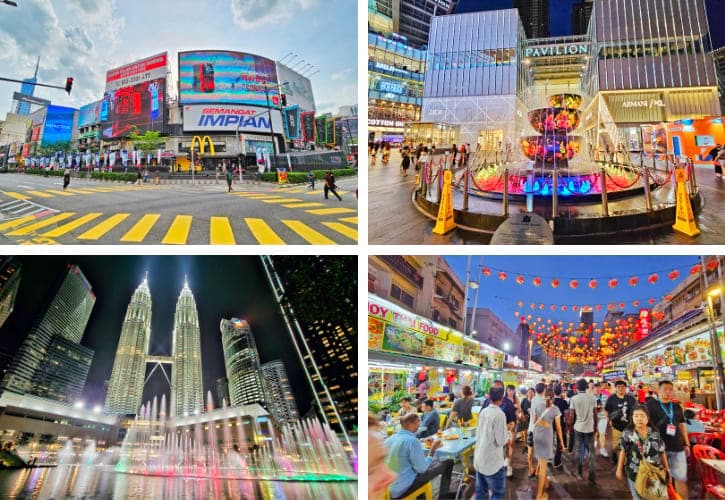 Bukit Bintang, Pavilion Shopping Mall, Petronas Twin Towers and Jalan Alor Food Street