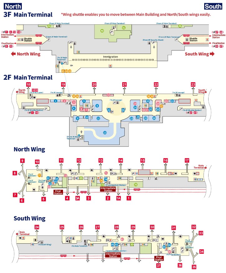 3rd and 2nd Floor Map of Kansai Airport