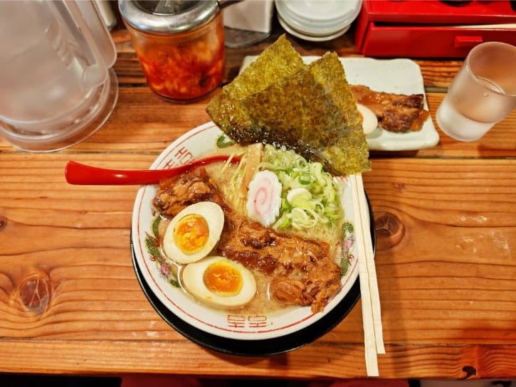 Half Pork Rib Rice Bowl and Ramen Egg Combo