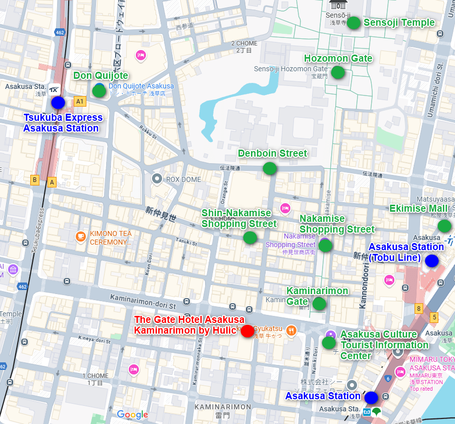 Map of Asakusa with The Gate Hotel Asakusa Kaminarimon by Hulic and nearby attractions