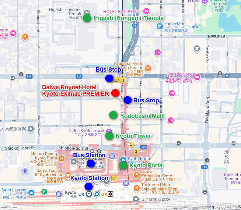 Daiwa Roynet Hotel Kyoto Ekimae PREMIER Map