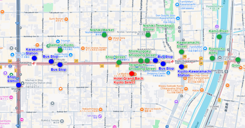 Hotel Grand Bach Kyoto Select Map
