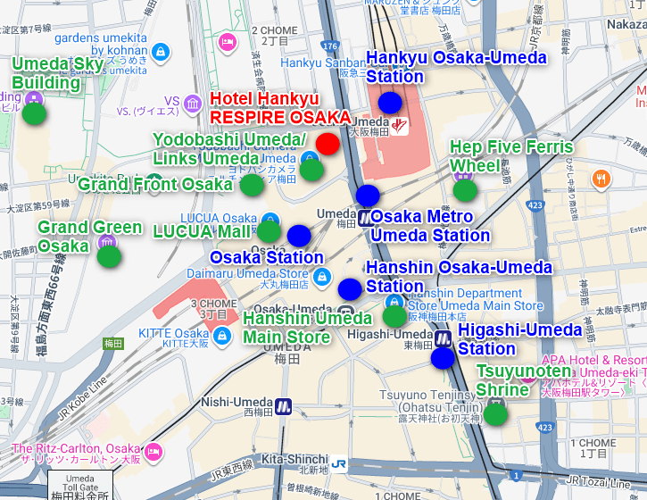 Hotel Hankyu RESPIRE OSAKA Map