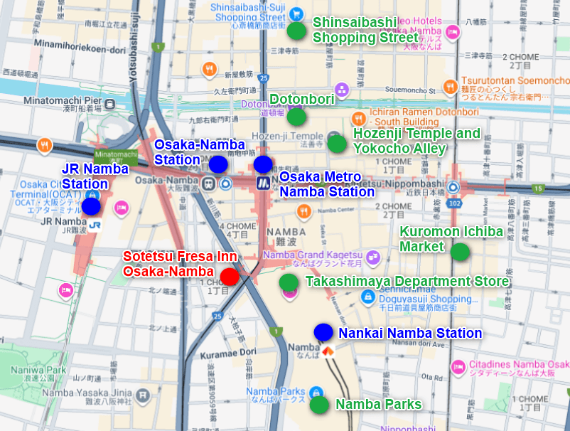 Sotetsu Fresa Inn Osaka-Namba Map