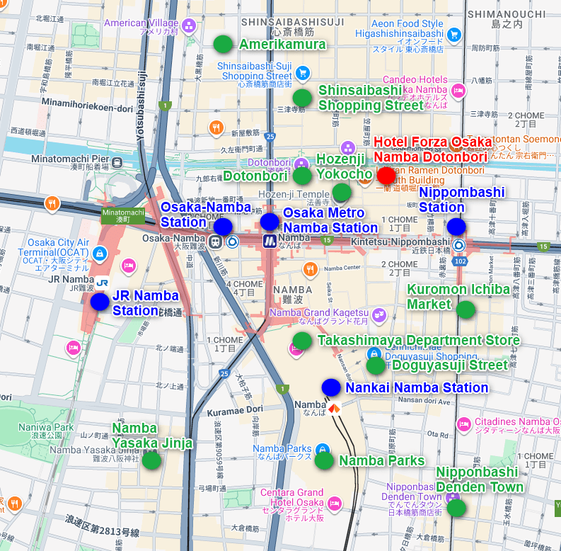 Hotel Forza Osaka Namba Dotonbori Map
