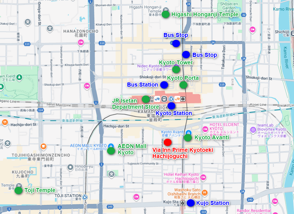 Map of Via Inn Prime Kyotoeki Hachijoguchi