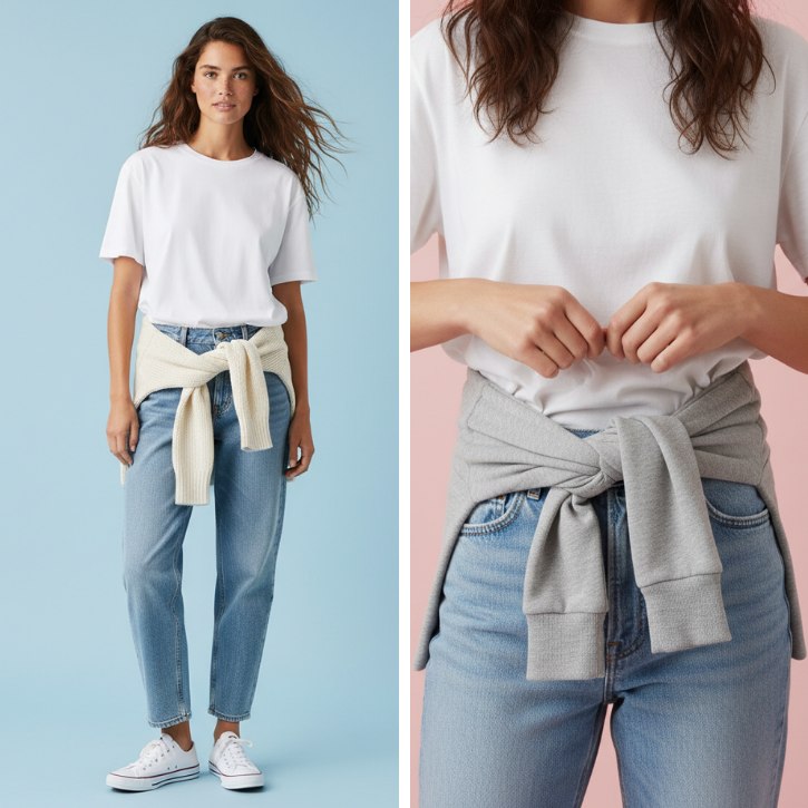 Hoodies or Sweaters Tied at the Waist