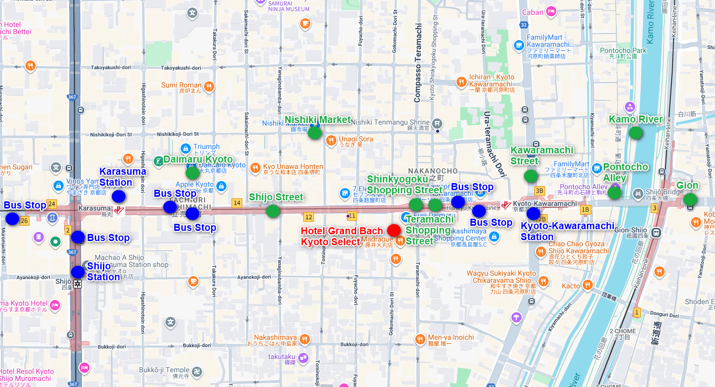Map of Hotel Grand Bach Kyoto Select