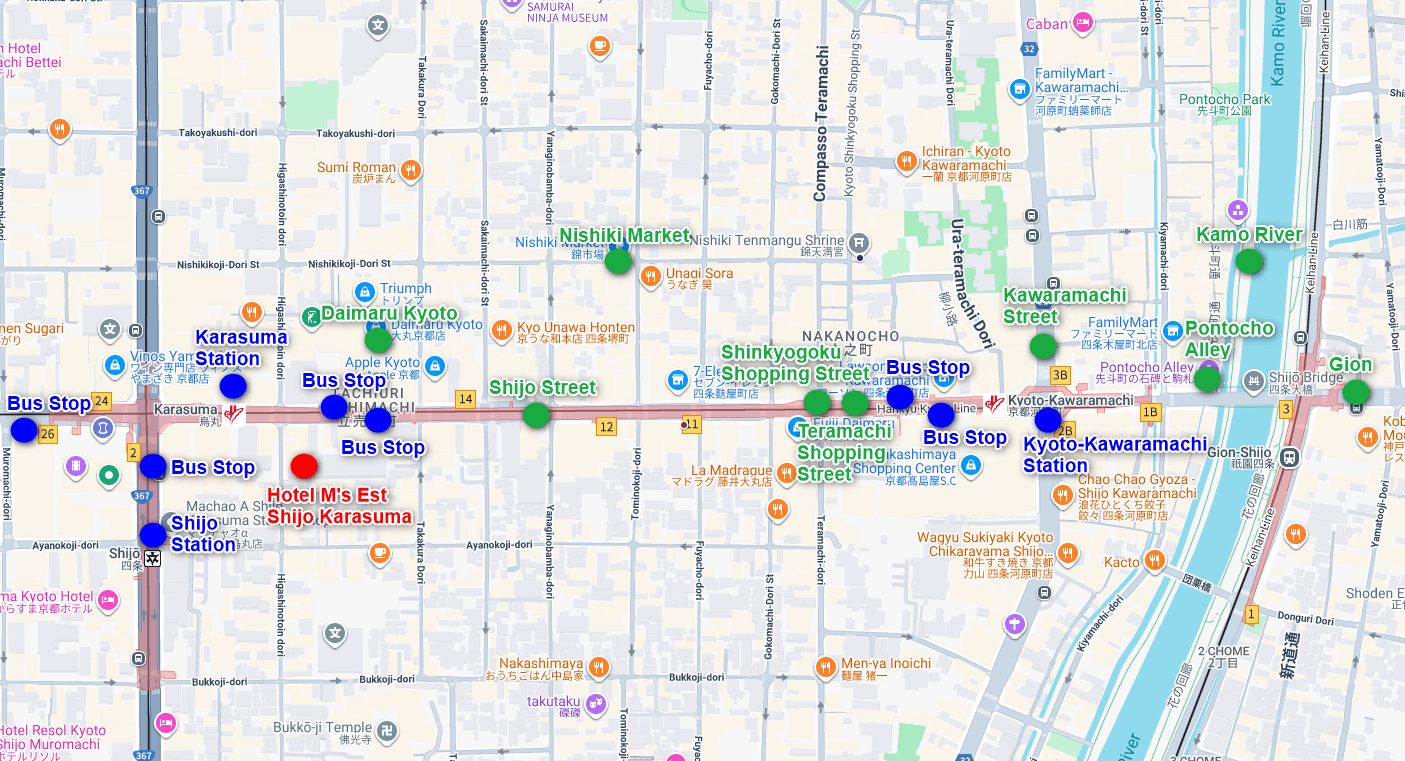Map of Hotel M's Est Shijo Karasuma