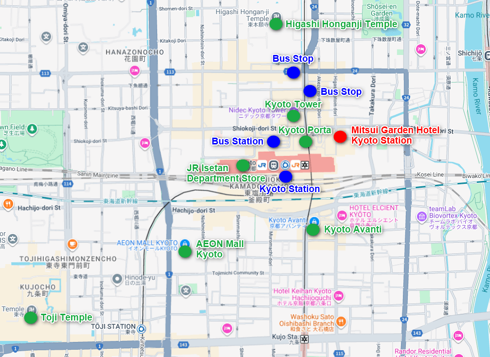 Map of Mitsui Garden Hotel Kyoto Station