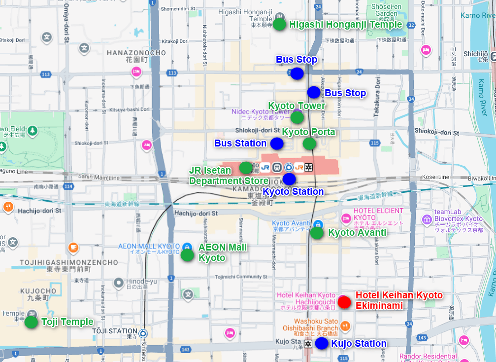 Map of Hotel Keihan Kyoto Ekiminami