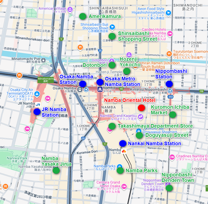 Namba Oriental Hotel Map