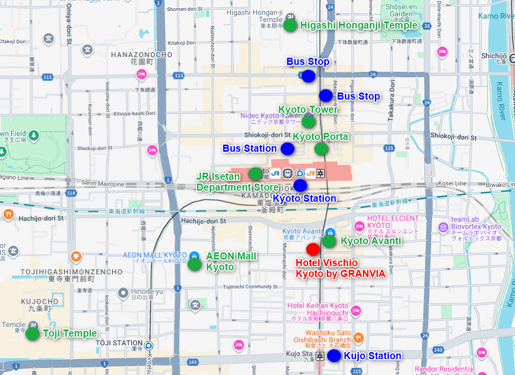 Map of Hotel Vischio Kyoto by GRANVIA