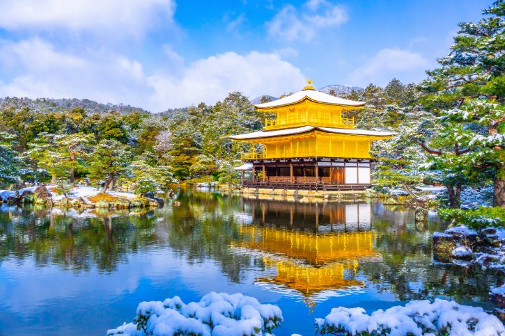 Snow in Kinkakuji Kyoto