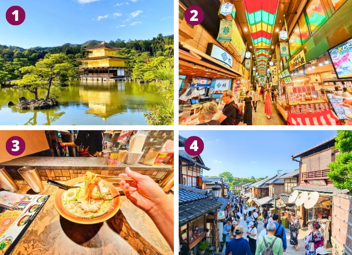Kinkakuji Temple, Nishiki Market, Kyoto Engine Ramen and Ninenzaka
