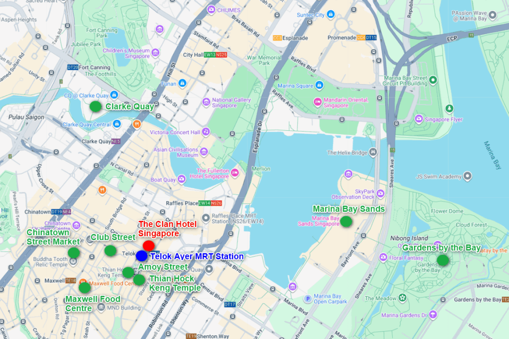 The Clan Hotel Singapore Map