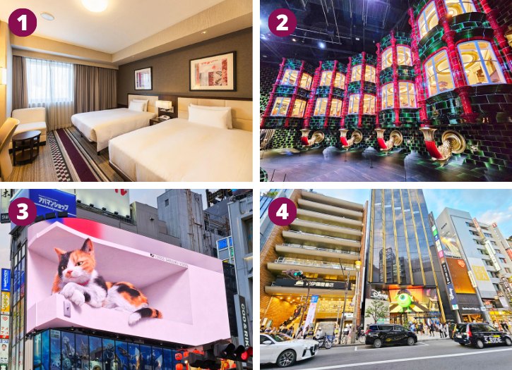 Hotel Sunroute Plaza, Warner Bros. Studio, 3D Cat Billboard and Shinjuku Street