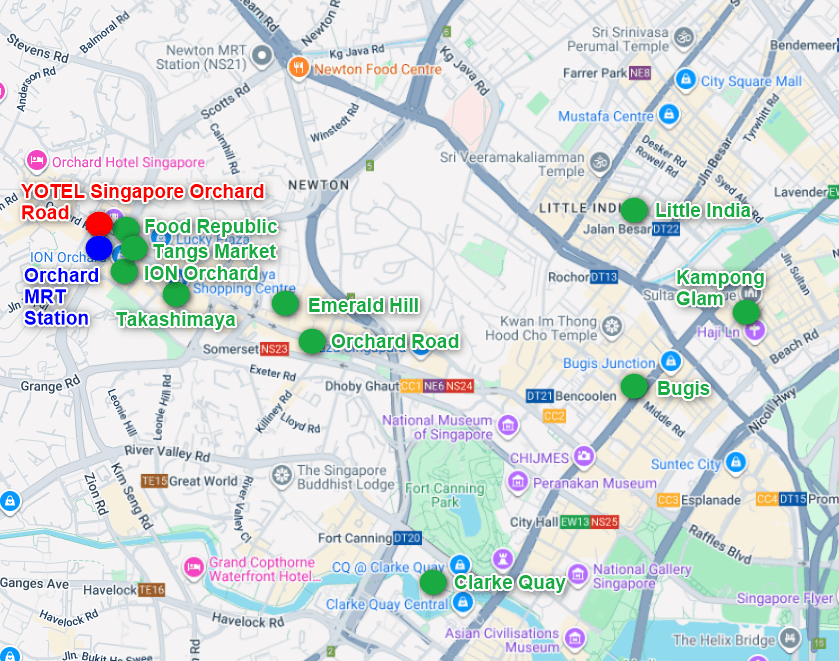 YOTEL Singapore Orchard Road Map