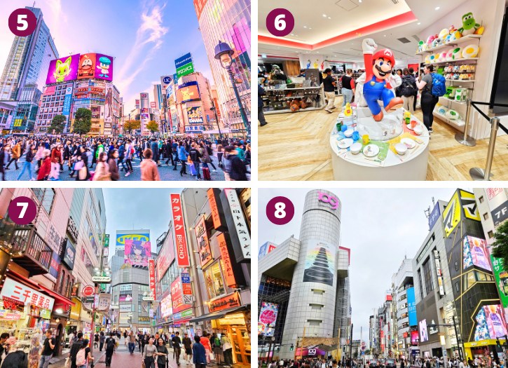 Shibuya Crossing, Nintendo Tokyo, Shibuya Center-gai and Shibuya 109