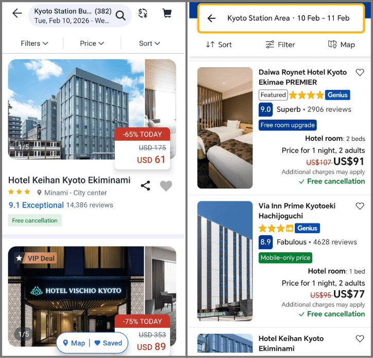 Agoda and Booking.com