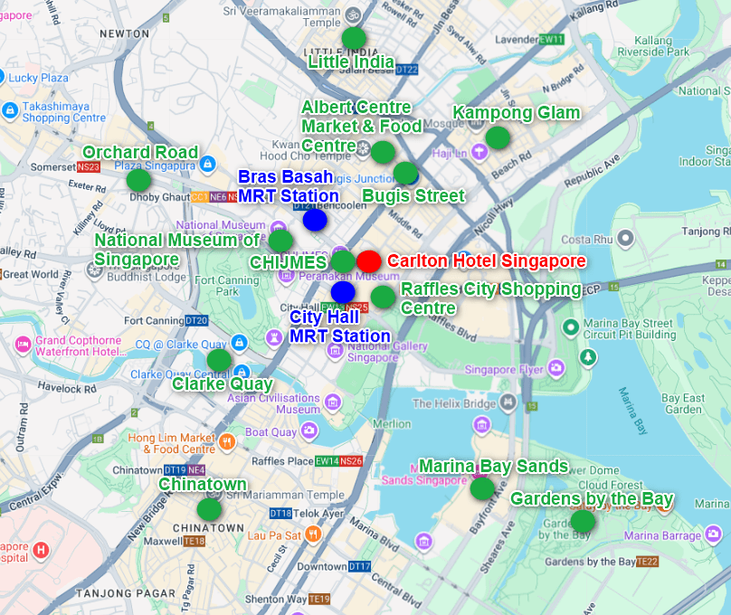 Carlton Hotel Singapore Map