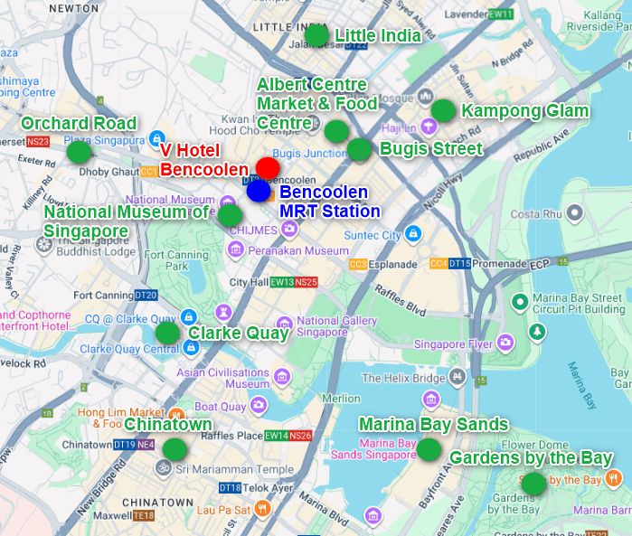 V Hotel Bencoolen Map