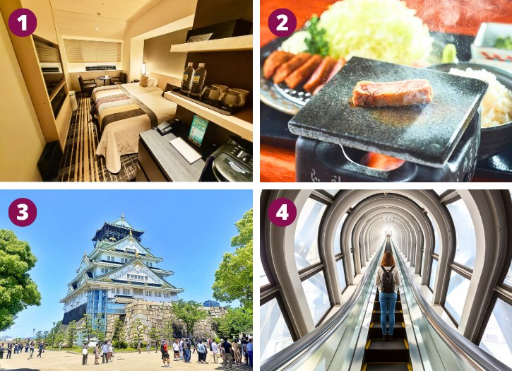 Hotel Hankyu RESPIRE OSAKA, Gyukatsu Motomura, Osaka Castle and Umeda Sky Building