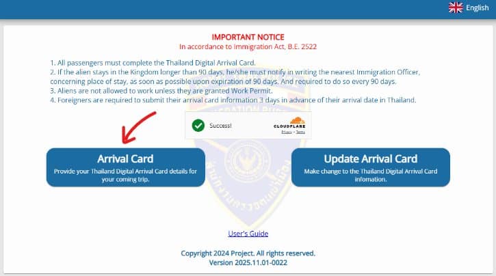 Thailand Digital Arrival Card Online