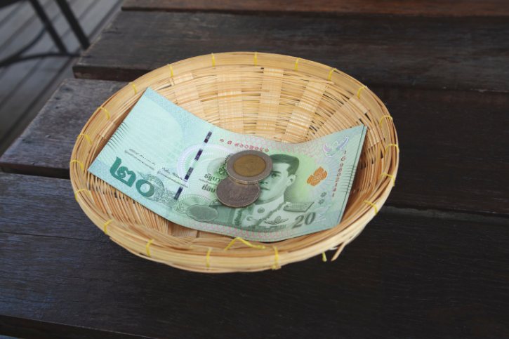 20 THB note with Small Coin