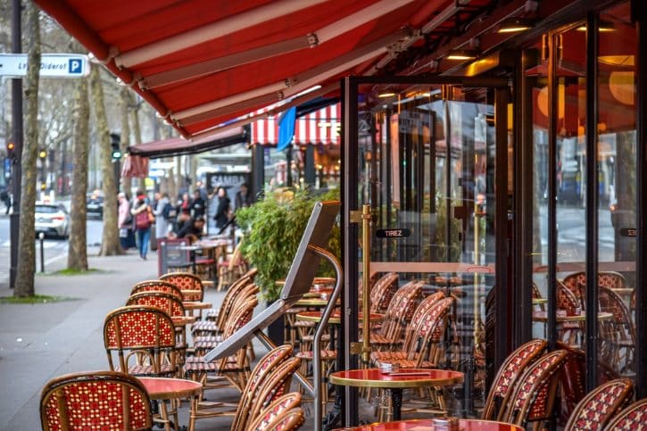 Paris Cafe Terrace Along A City Street