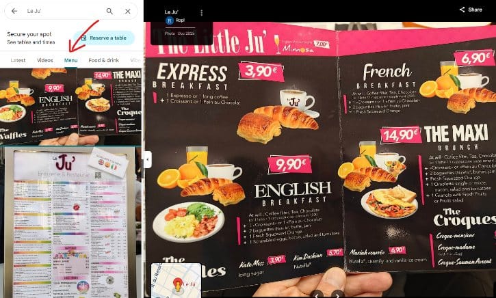 English Menu Available via Google Reviews