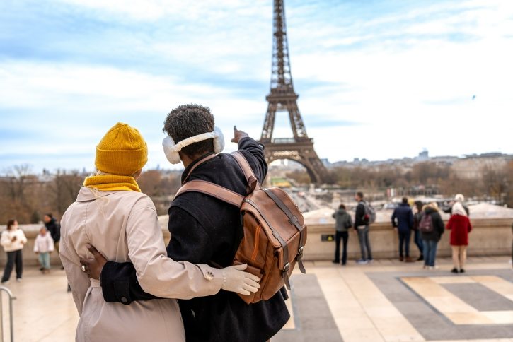 Couple Viewing Eiffel Tower