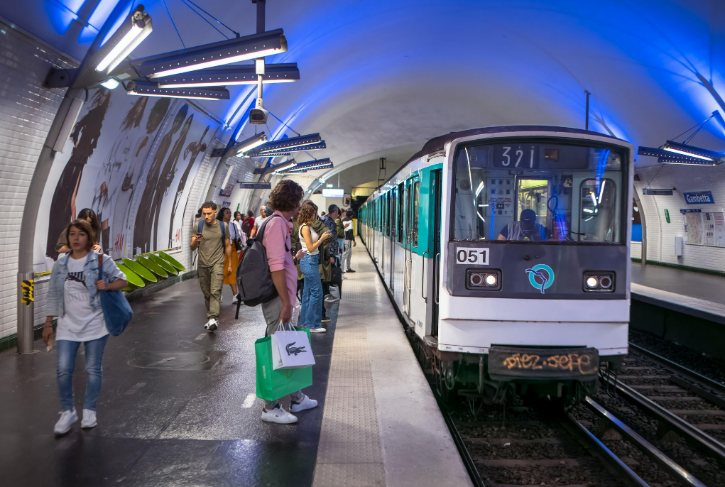 Paris Metro Train At Station