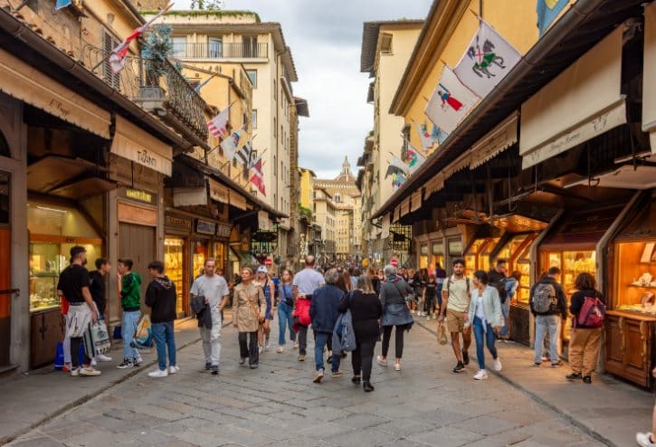 People walking on Ponte Vecchio