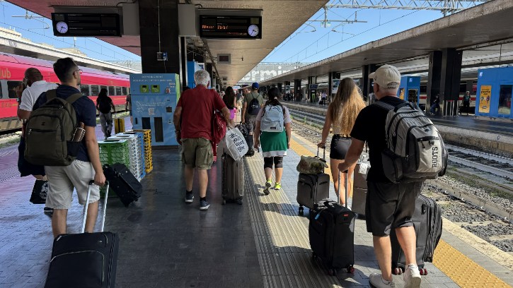 Passengers with Luggage at Roma Termini